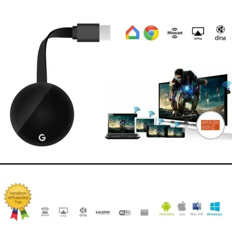 Wireless WiFi mirascreen HDMI-compatible Chromecast Google HD Display Dongle Media Streaming Video tv Smart Home For ios/Android