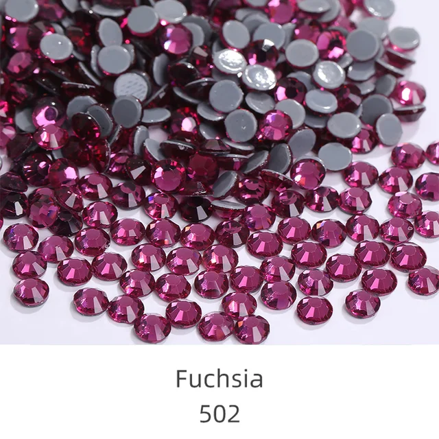 Pink Rhinestones Flatback Round Glass Gems Strass Hotfix Crystals