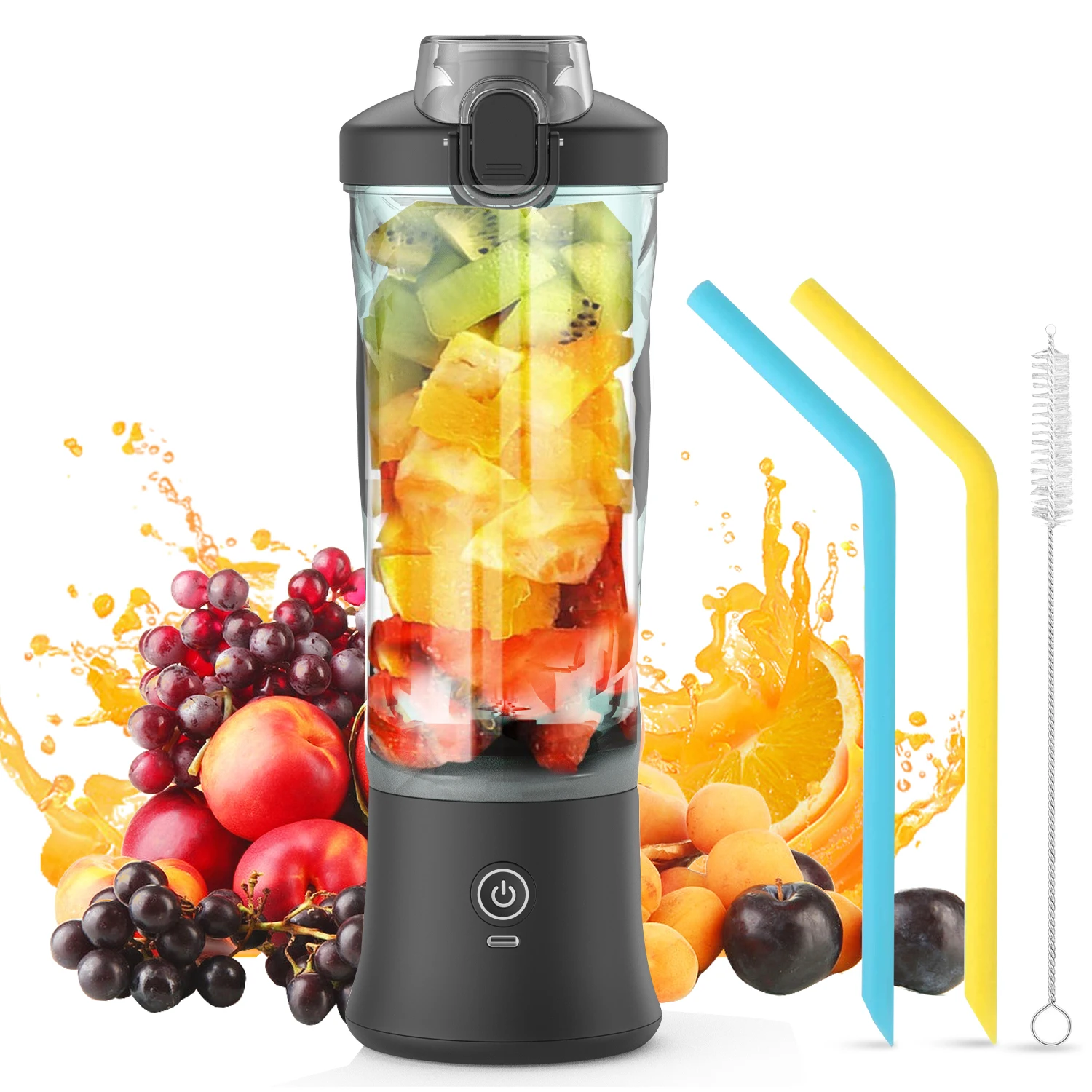 Portable Blender 600ml Electric Juicer Fruit Mixers 4000mah Usb Rechargeable  Smoothie Mini Blender Personal Juicer Colorful Cup Personal Size Blender  Mini Frui…