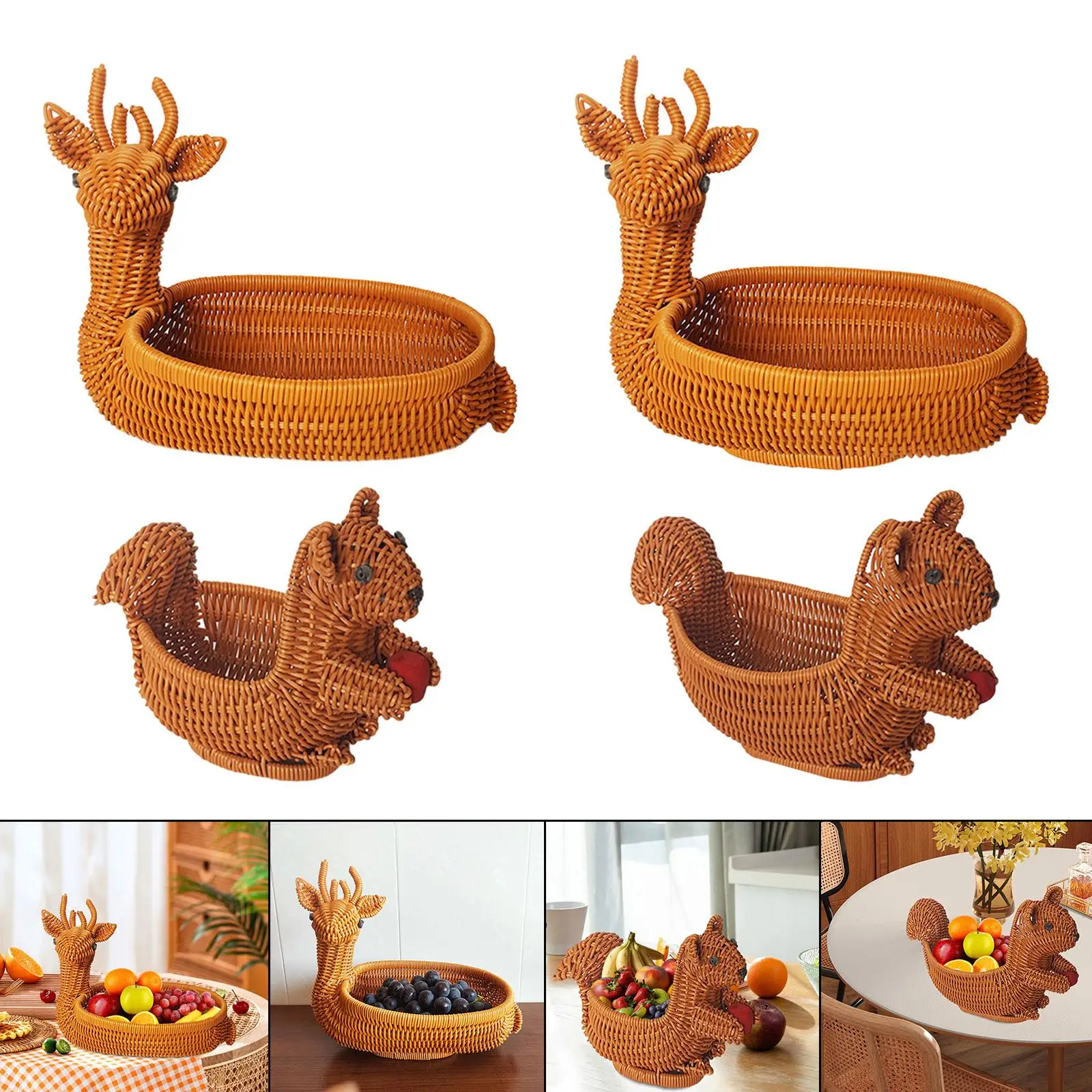 Fruit Basket Animal Shaped Bread Basket Multifunctional Picnic Basket Handmade