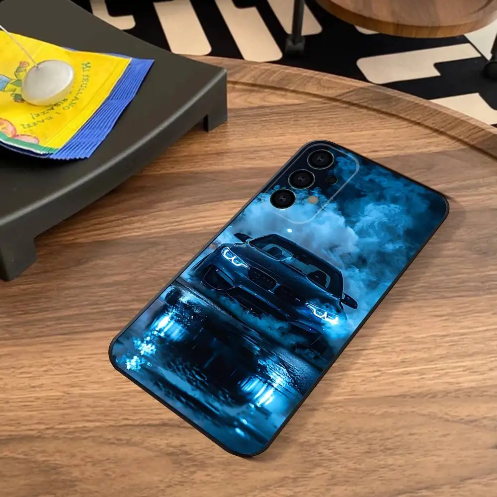Monochrome Car-Themed Phone Case - Sleek Black and White Design