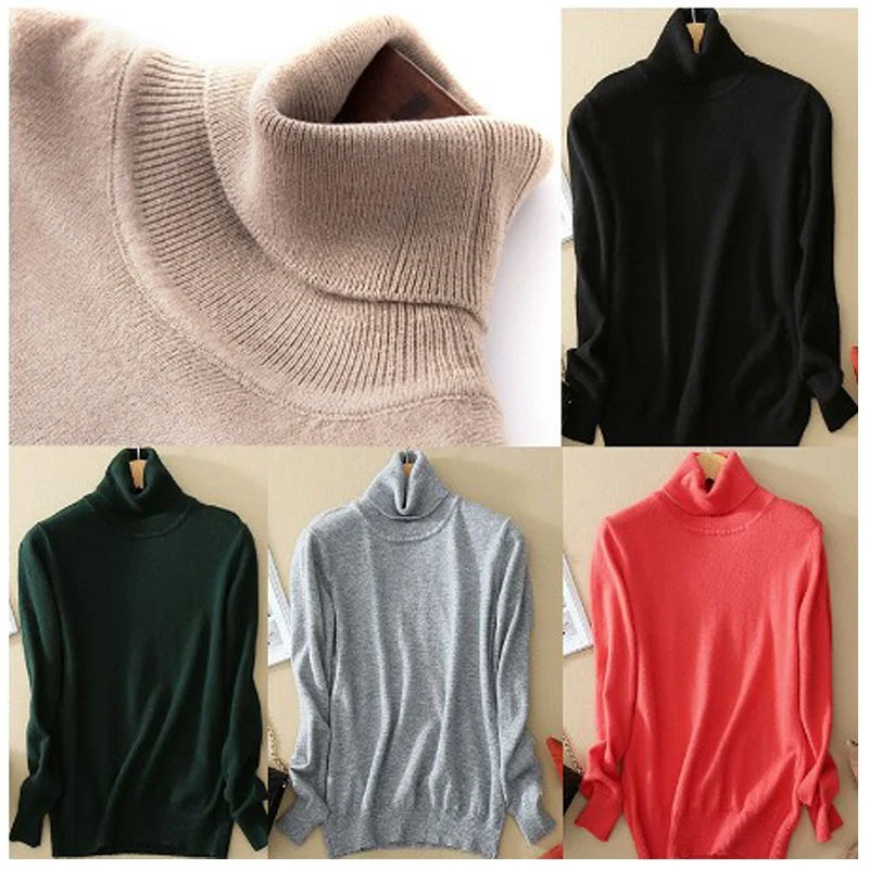 12 Colors Women Cashmere Wool Sweater Pullovers Pull Femme Autumn Winter High Neck Knitting Sweaters Turtleneck for Women Jumper 4