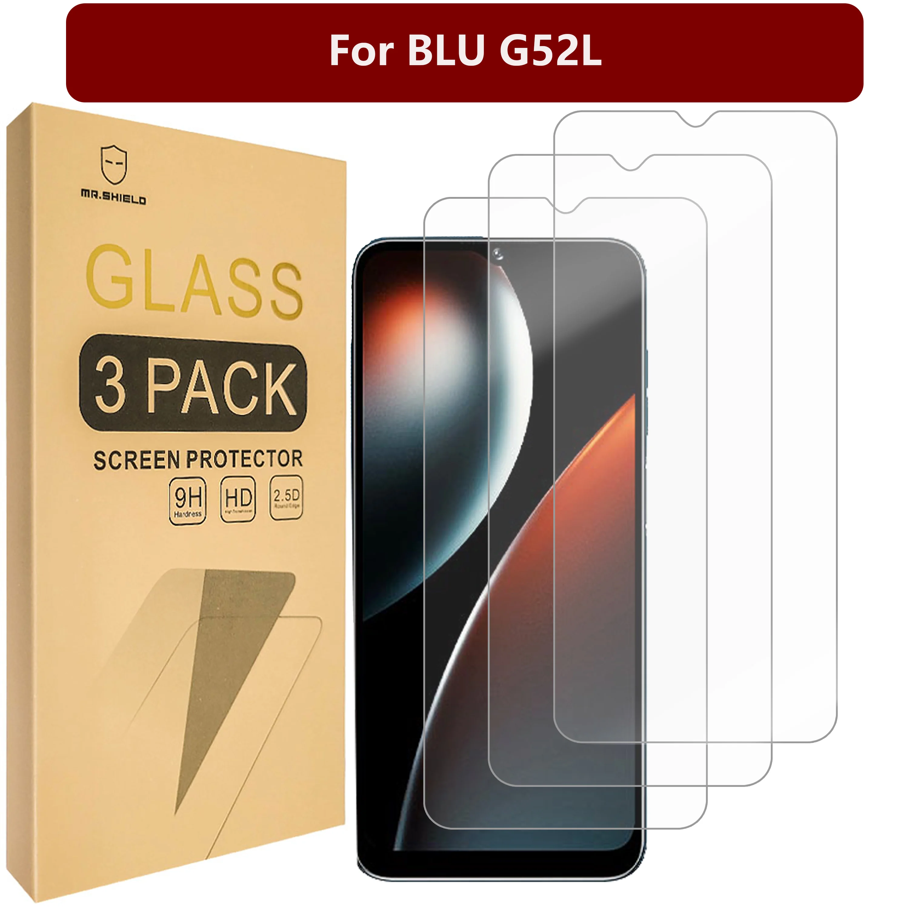 

Mr.Mr.Shield Screen Protector compatible with BLU G52L [Tempered Glass] [3-PACK] [Japan Glass with 9H Hardness]