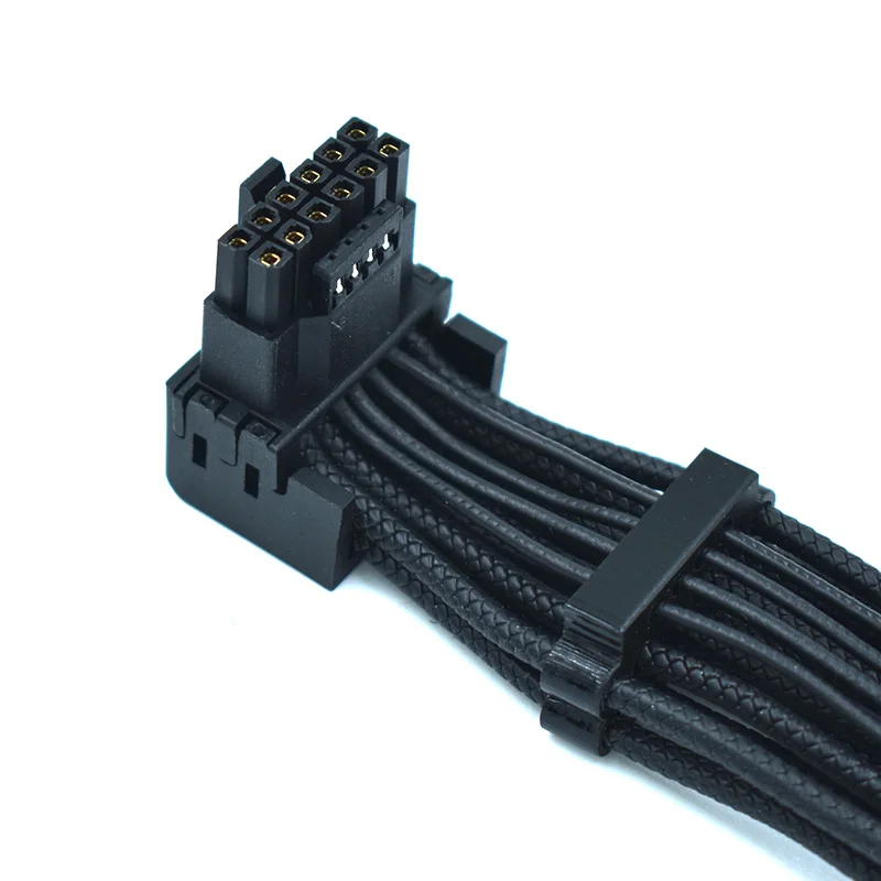 RTX 4090 4080 그래픽용 소프트 브레이드 패턴 케이블, 4x PCI-E 8 핀-90 도, 12VHPWR 16 핀 (12 + 4) 커넥터, 16AWG