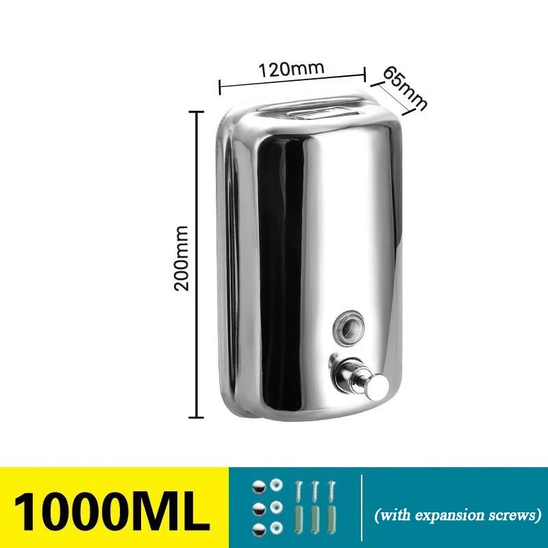 Distributeur gel hydroalcoolique en acier inoxydable 304, modèles 500ml, 800ml et 1000ml.