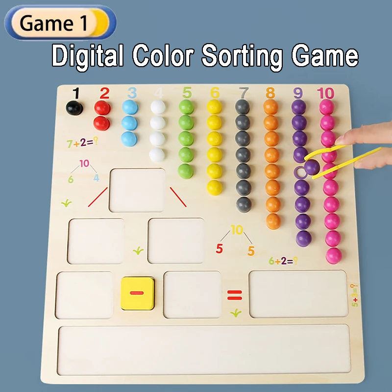 Kids Clip Beads Matching Counting Game Montessori Parish Toy Arithmetic Addition Subtraction Learn Educatinal Toys Children Gift