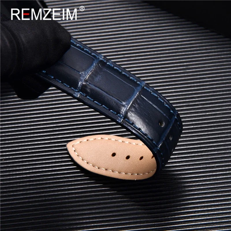 Premium Genuine Leather Watch Band with Stainless Steel Butterfly Clasp and Tool Set