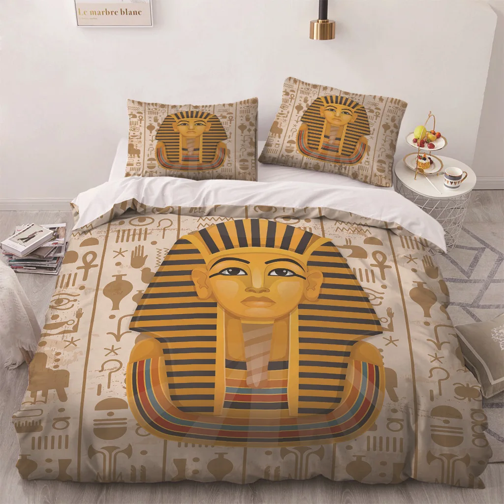 

Africa Egypt King Queen Duvet Cover Egyptian Pharaoh Bedding Set for Teens Adults Ancient Frescoes 3pcs Polyester Quilt Cover