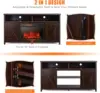 Electric Fireplace TV Stand, with 25 Inch 1350W Reccessed Faux Fireplace, 3 Flame Setting, 4 Brightness Remote Control 6