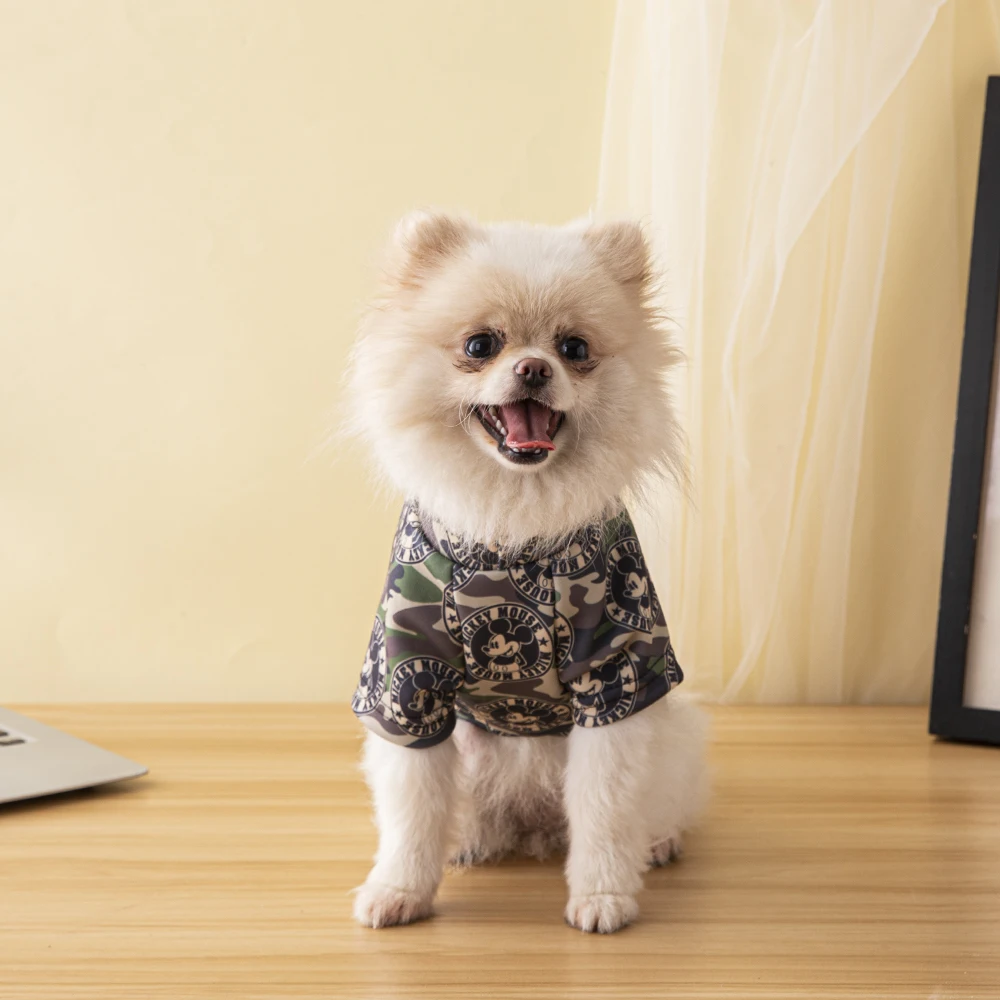 Disney Fashion Camouflage Pet Dog Clothes Mickey Minnie Cotton Coat