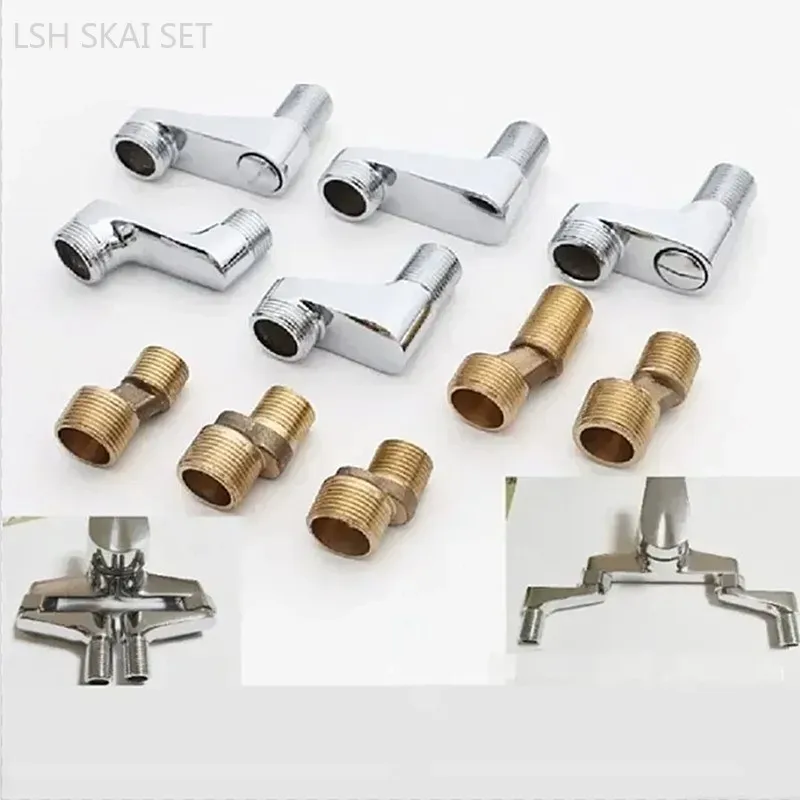 2Pcs Solid Brass Wall Mounted Replacement Angle Valve Shower Faucet Curved Foot Adjustable Adapter Kitchen Bathroom Accessories