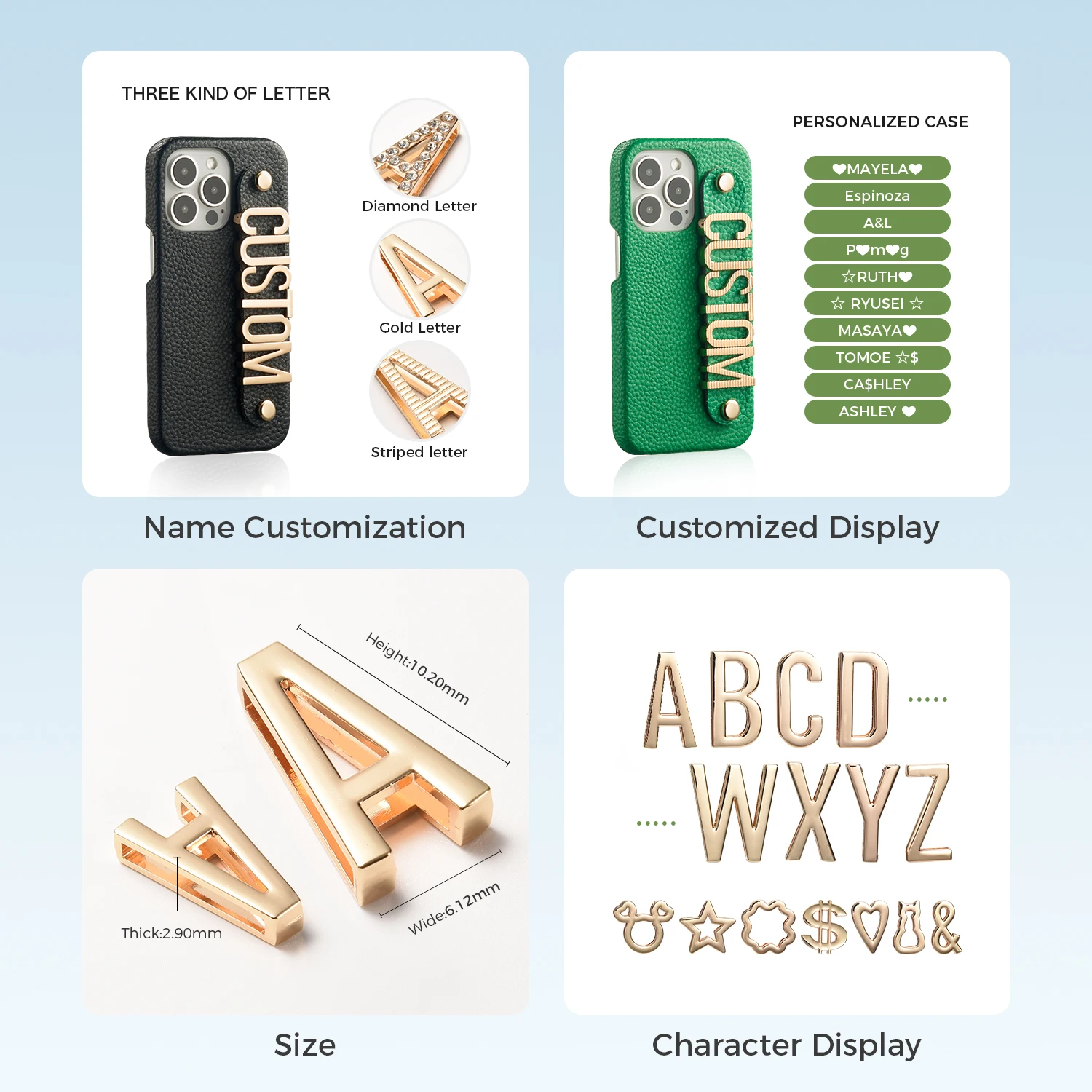 Tomocomo Personalized Leather Phone Case Custom Name Luxury Cover Metal Letters iPhone 15 14 13 12 11Pro Max 14 15Plus