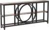 Extra Long Console Table, 70.9 inch Narrow Sofa Tables with 3 Tier Wood Storage Shelves Industrial Metal Frame for Entryway 5