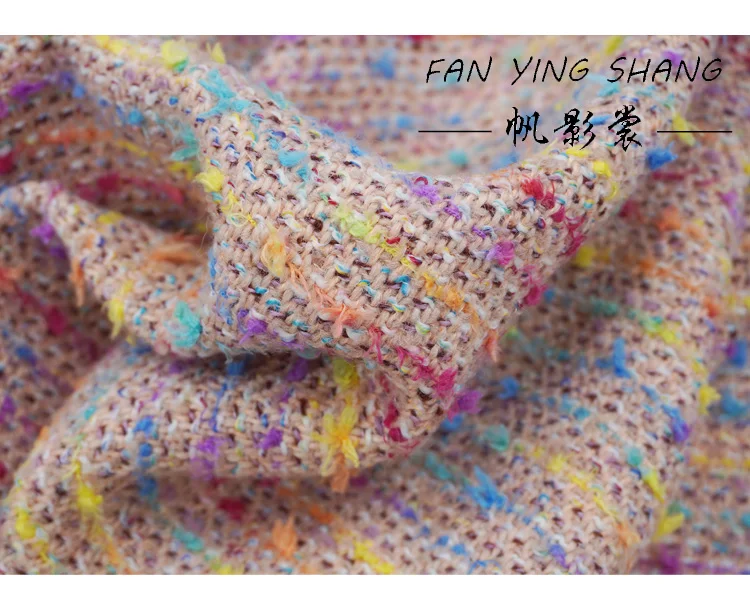 Description Picture 4 of itemColored threads Playful Orange Yellow Tweed Fabric For Coat Tela Brillante Tissus ткань Ð´Ð»Ñ ÑˆÐ¸Ñ‚ÑŒÑ African Sewing Tecidos Textile