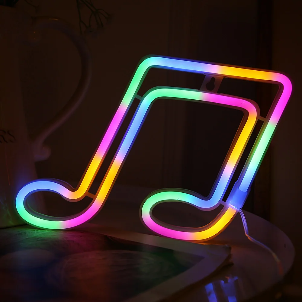 LED Neon Light Music Note Neon Lights Night Light Concert Wall Lamp For Bedroom Battery USB Power Nightlight For Home Party motion sensor night light Night Lights