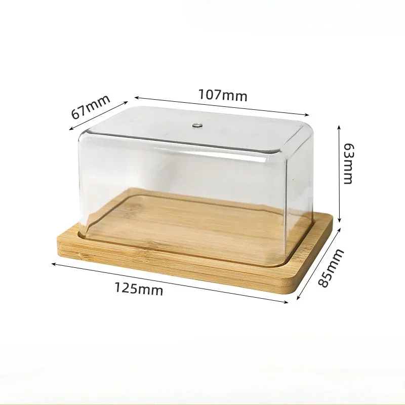 Countertop Bamboo Butter Dish Plate with Transparent Acrylic Lid Nordic Kitchen Storage Butter Container Box Butter Tableware