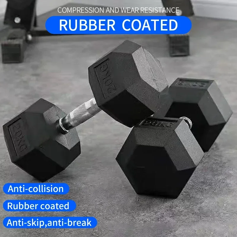 Commercial Fitness Equipment Round Steel Core Rubber Weight Lifting Gym Hex Dumbbell Set Hexagonal Dumbbells for Sale