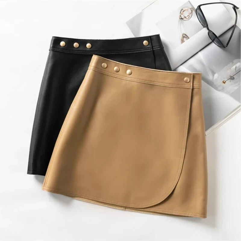 new autumn winter office lady fashion casual Genuine Leather brand female women girls mini skirt