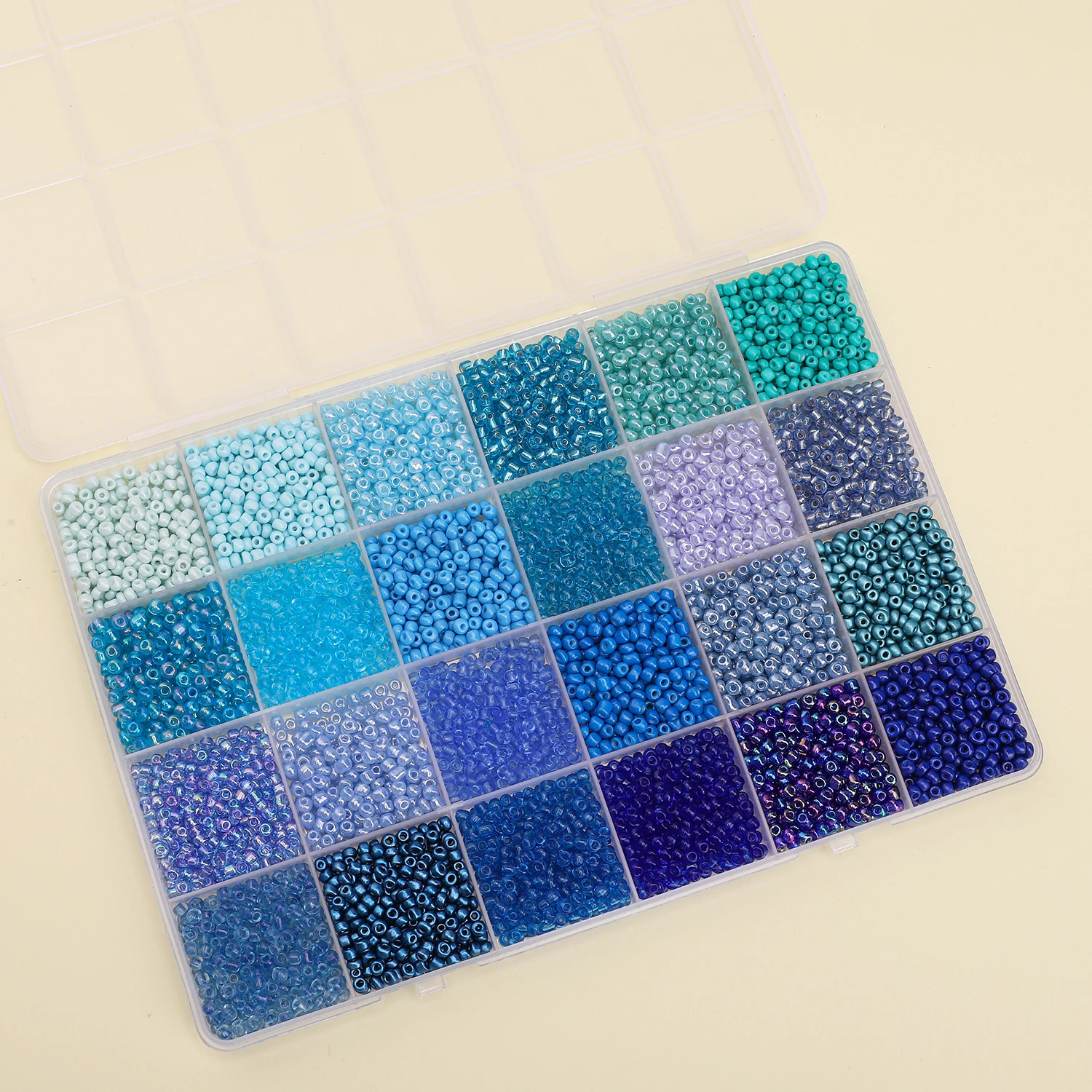 24-Gitter-Reisperlenbox aus Glas, 3 mm, Charm für die Herstellung von DIY-Schmuck, Perlenmaterialien mit Nadel und Faden, ideal zum Basteln – Detail 9
