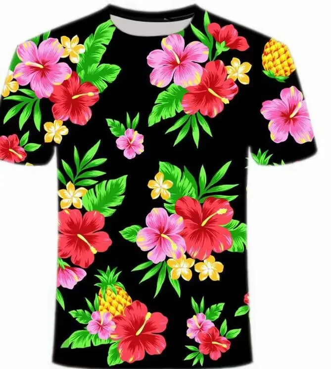 Tropical Plant Leaf Print Short Sleeve T Shirt