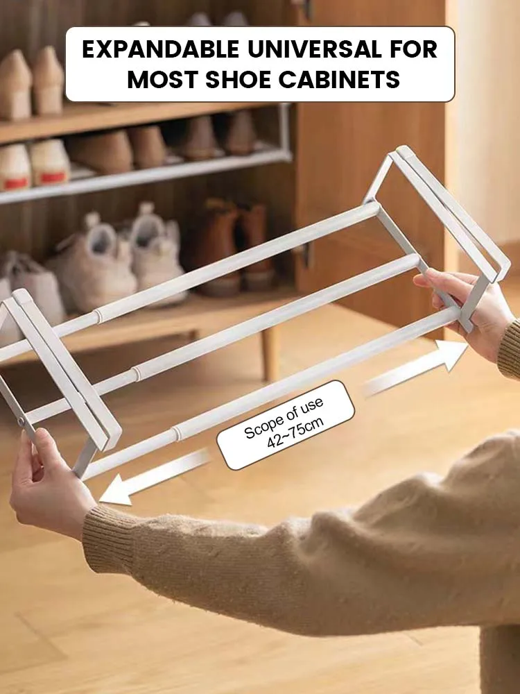 Adjustable Shoe Rack Expandable Hanging Under Cabinets Clothes Shoe Storage Shelf Space-Saving Multi-Purpose Household Shelves