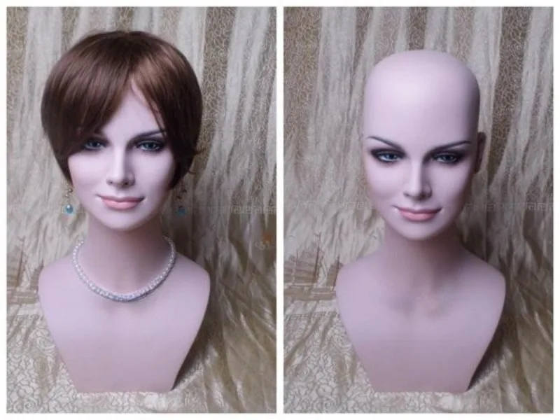 

Fiberglass Realistic Female Mannequin Dummy Head Bust for Wigs Manikin Doll Heads for Hat Sunglass Jewelry Display