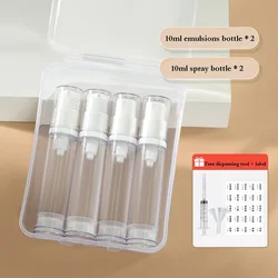 Premium Set of 5 Clear Airless Pump Bottles for Creams and Lotions - Travel-Size Refillable Containers (10ml mixed x4)