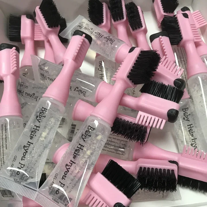 Edge Brush with Gel Dispenser Double Sided Edge Control Hair Comb Brushes for Women Girls Natural Styling Hair Brushes Comb