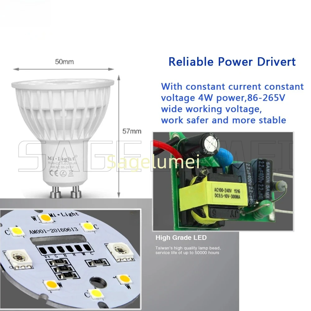 Miboxer 4W RGB CCT LED 스포트라이트 FUT103 GU10 FUT104 MR16 2.4G 디밍 가능한 천장 LED 전구 가정 장 FUT092 리모컨