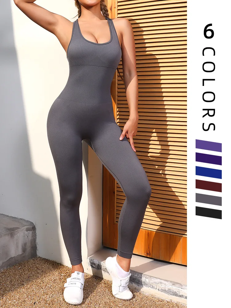 

2024 New Tight Slimming Seamless Yoga Bodysuit Quick drying Sports Yoga Bodysuit Fitness Bodysuit Women