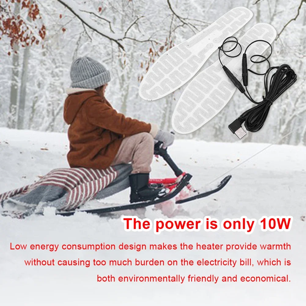 USB Heated Insoles Size 35-45 DIY Customizable Electric Heated Shoes Pad Heating Insole for Outdoor Skiing Winter Foot Warmers