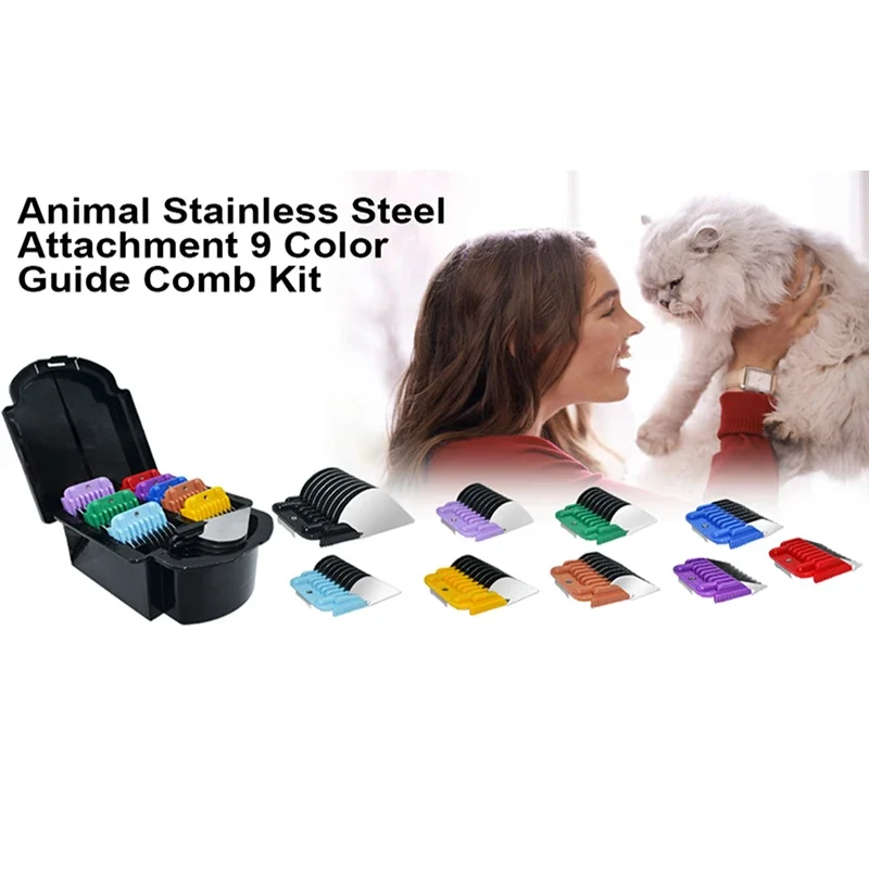 9pcs Professional Animal metal Comb Set For Andis, Oster A5, Wahl