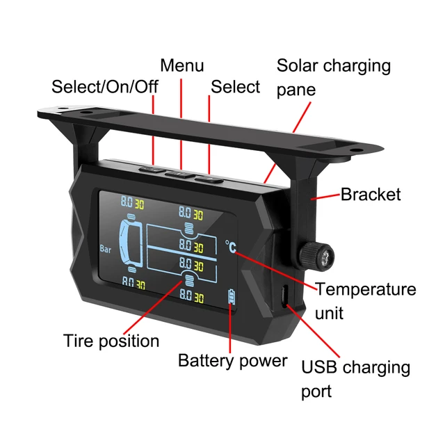 LEEPEE Système de surveillance TPMS de la pression des pneus de voiture  noir à prix pas cher