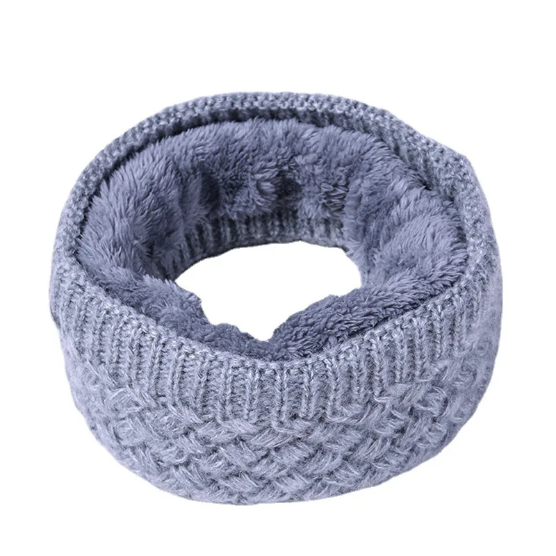 Outdoor Cold-proof Scarf Warm in Winter Boys and Girls Knitted Neck Protection Solid-color Wool Plush Thick Neck Cover