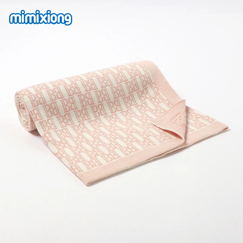 Baby Cotton Blankets for Newborn Boys Girls Knit Stroller Bassinet Swaddle Wrap Quilts 100*80cm Infant Receiving Mat Accessories
