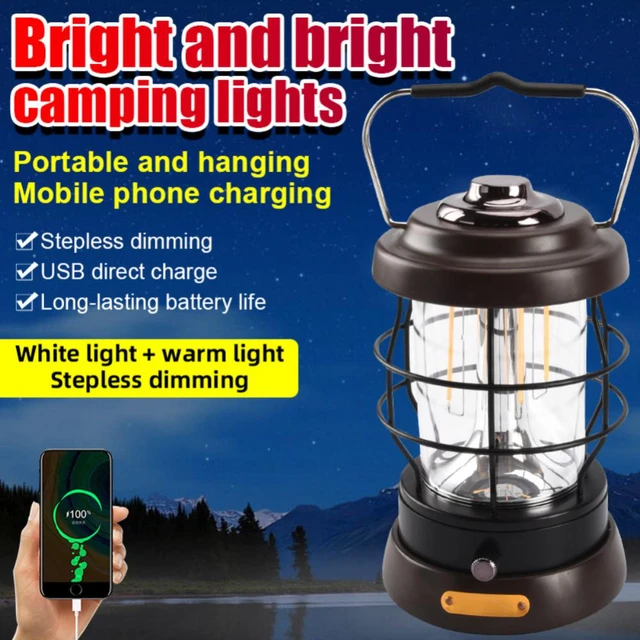 vintage led camping lantern rechargeable metal