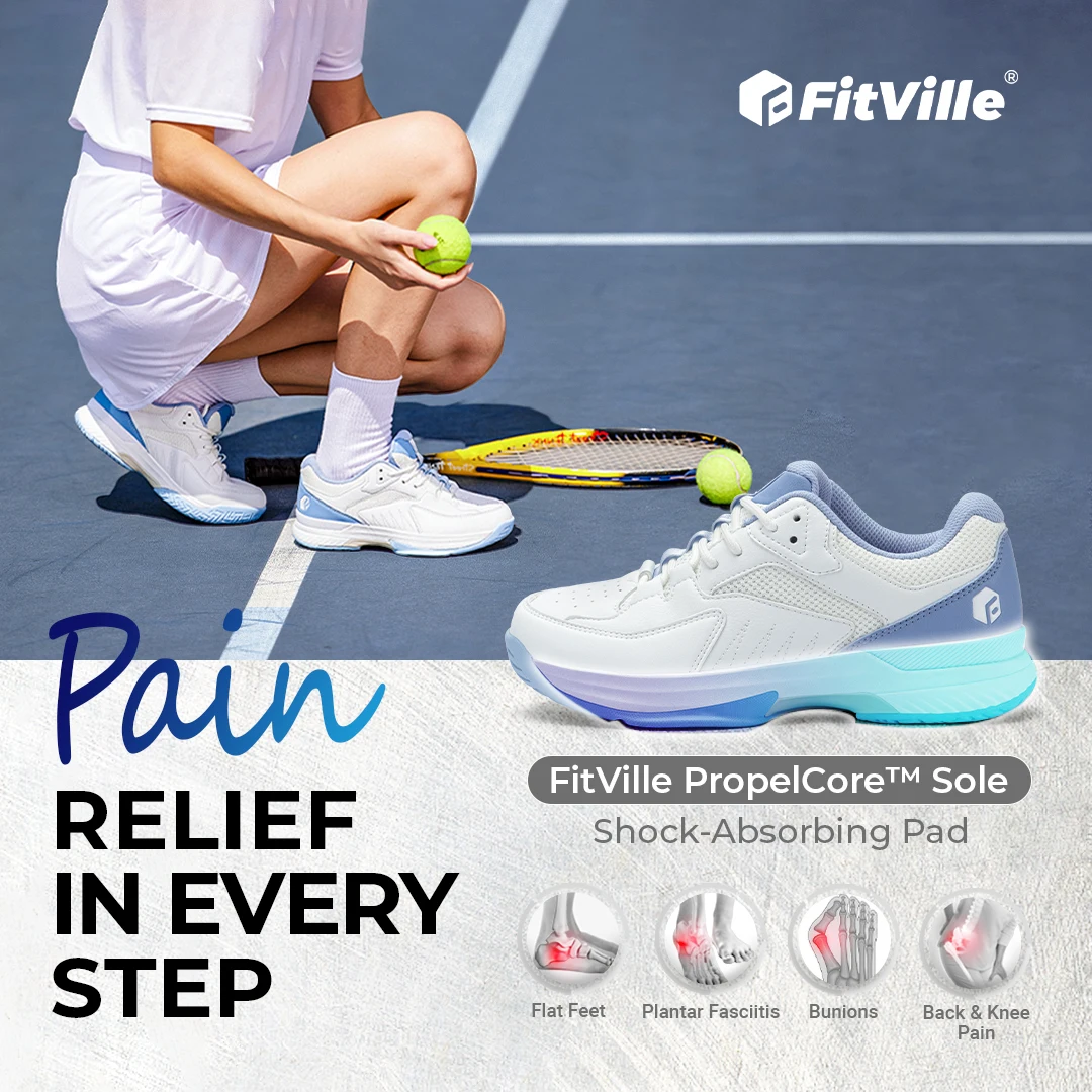 Women Sports Shoes Fitville Women's Tennis Shoes Widened Non-Slip Stable Breathable For Swollen Feet Relieve Foot Pain