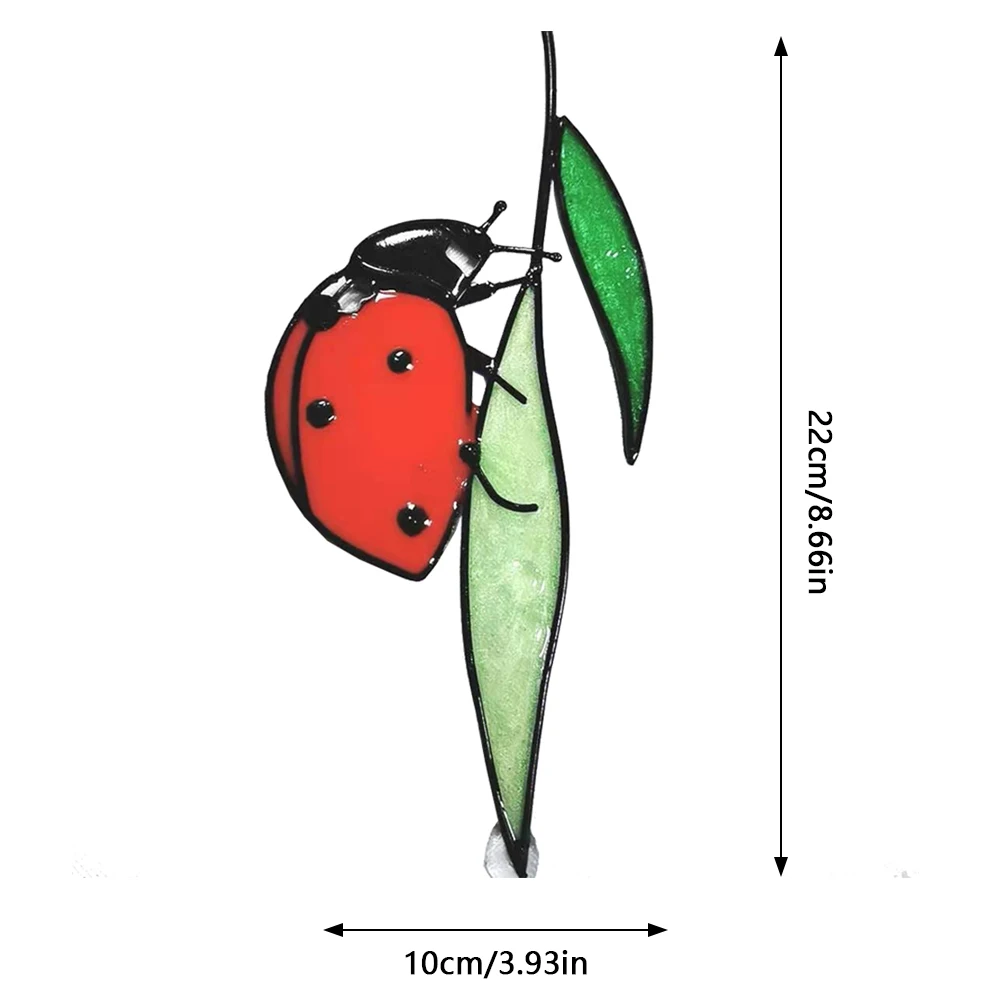 1pcs Stained Glass Ladybug Window Hanging Perfect Gift for garden, yard, fences, pillars, patio, outdoor, indoor, windows, door 2
