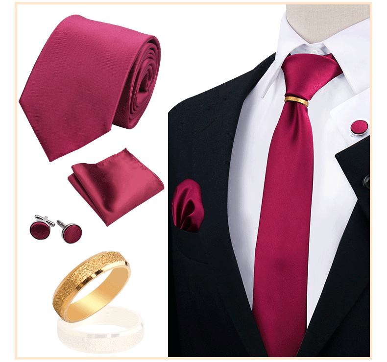 Männer Krawatten mit Ring Brosche Pin Set Marke Designer Paisley Plaid Krawatte Taschentuch Manschettenknöpfe Hochzeit Party Geschenk Männer Zubehör – Detail 17