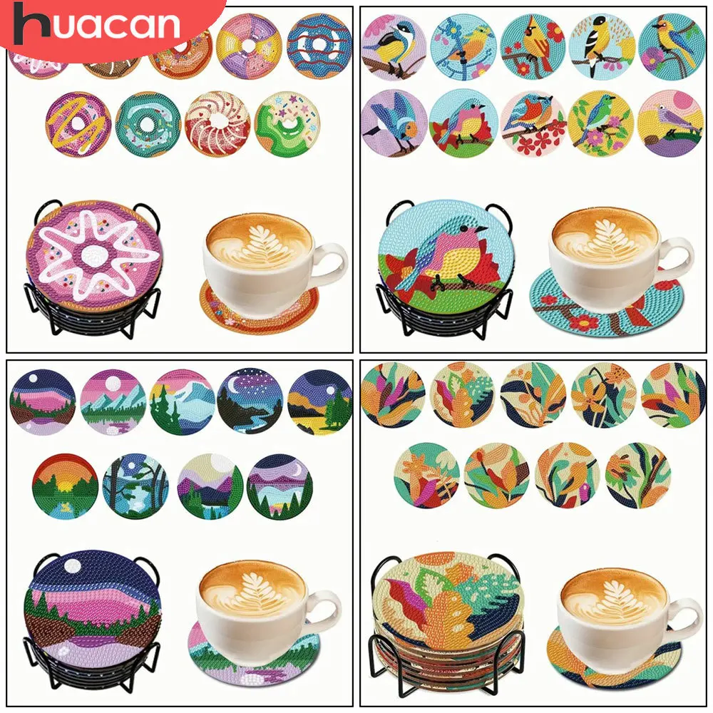 

HUACAN 5D DIY алмазная живопись подставка с персонажами мультфильма круглая Алмазная вышивка птица пончик мозаика продажа рукоделие