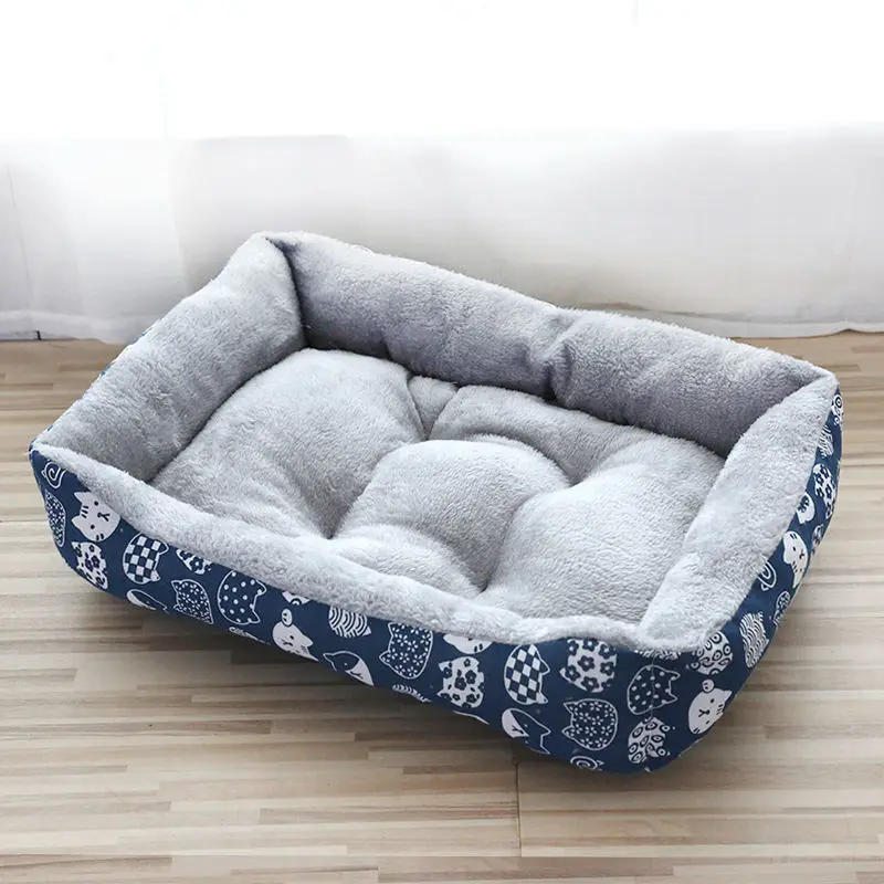 Warm Corduroy Padded Big Dog Bed Print Pet Large Dog House Pink Soft Fleece Cat Puppy Bed House Petshop Nest Dog Baskets