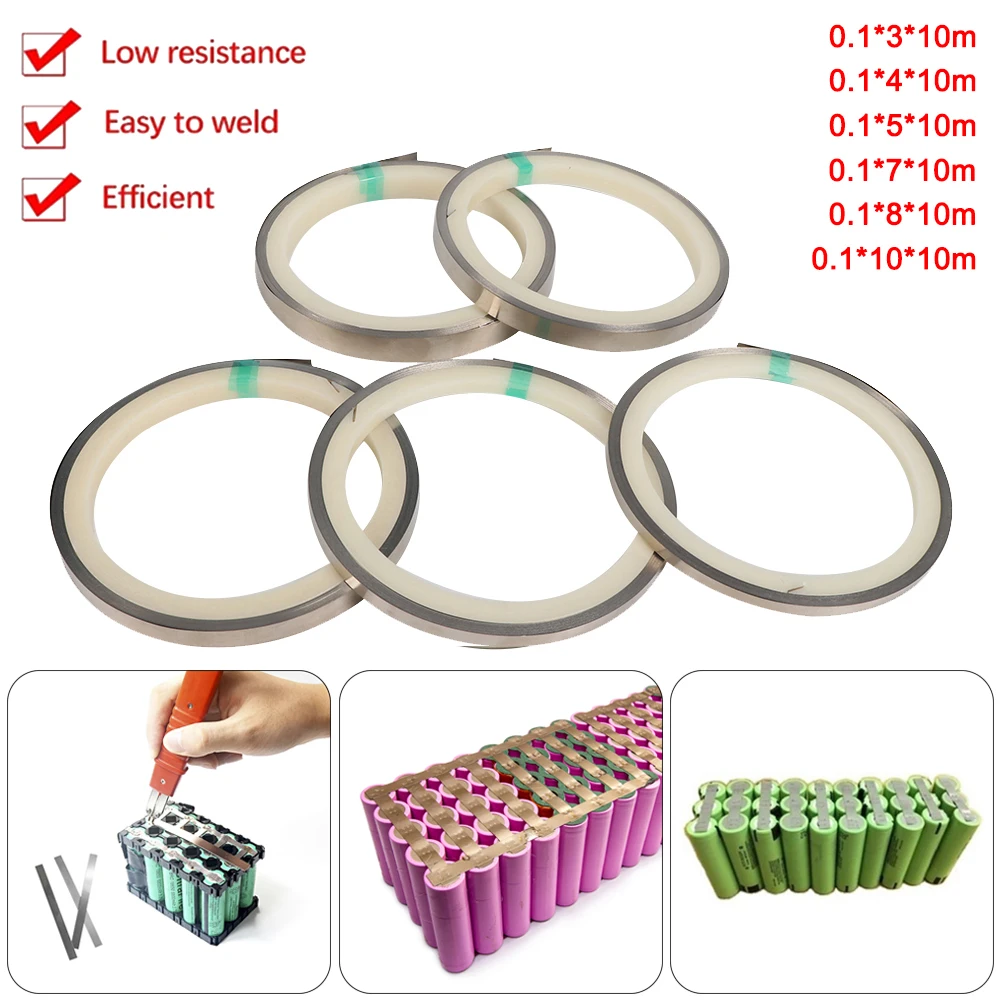 10m Length 0.1mm Thickness 18650 Battery Nickel Plated Steel Strip Connector Spot Welder Machine Battery Accessories maccurat 10pcs lot feeder springs nickel plating stainless steel part aluminum 1 2mm 5mm length 20mm springs 3d printers parts 1