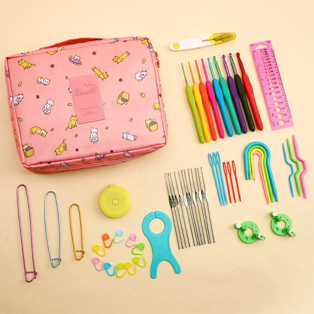 Beginner Crochet Kit with Multi-Color Portable Storage