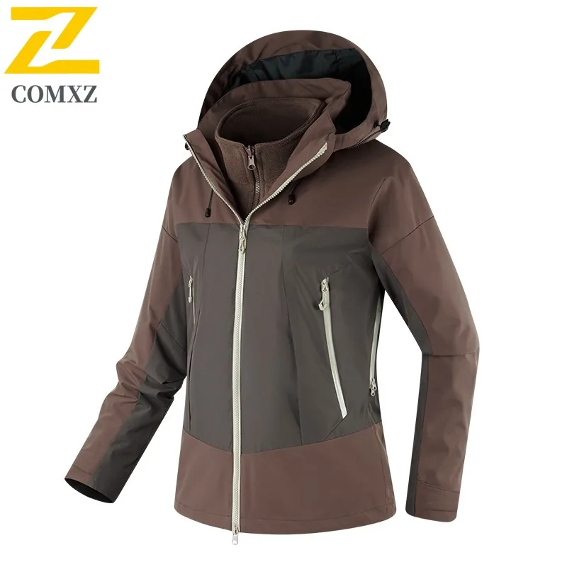 COMXZ Men's Outerwear 3 in 1 High Quality Windproof Waterproof Ski Camping Work Trench Coat Hiking Minimalist Lightweight Jacket