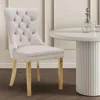 Velvet Upholstered Dining Chairs Set of 2, Nailhead Trim and Gold Plated Leg, Metal Pulling Ring, Modern Style Kitchen Chairs 6