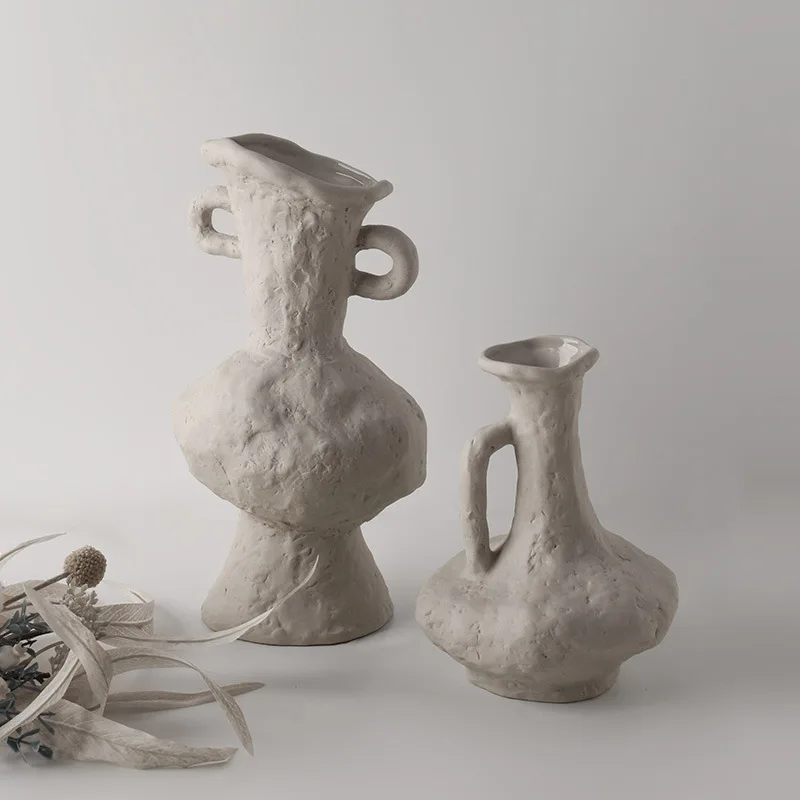 Simple wabi-sabi embryo ceramic clay vase pottery decorative