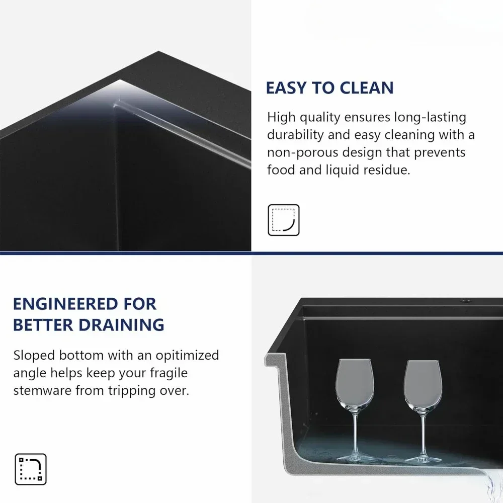 Granite Composite Drop In Kitchen Sink Large Top Mount Single Bowl Sink with Integrated Ledge