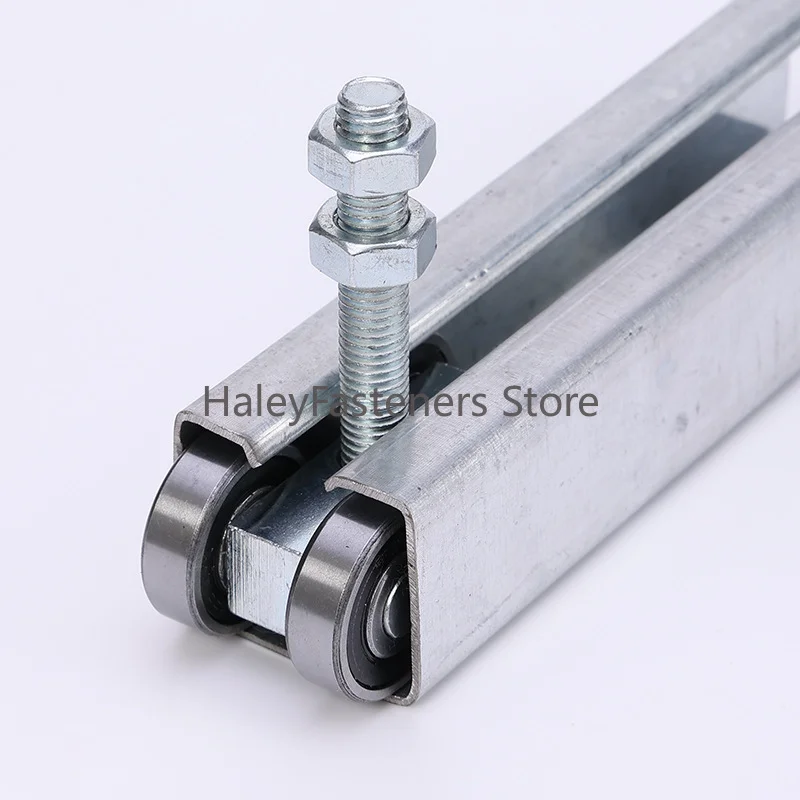 Heavy Duty Sliding Door Hanging Wheel & Rail Kit – CNC Rails, Industrial Door Pulley System, 1.2m Track Length