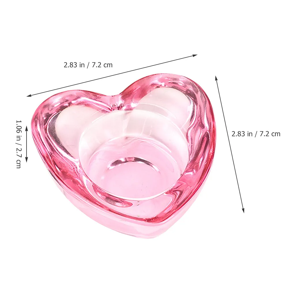 유리 하트 모양 네일 디쉬 컵 아크릴 네일 아트 믹싱 리퀴드 홀더 펜 세척 참 보관 가볍고 휴대 가능