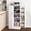 47” Kitchen Pantry Cabinet, White Freestanding Buffet Cupboards Sideboard with Doors & Adjustable Shelves Kitchen Pantry Storage 3